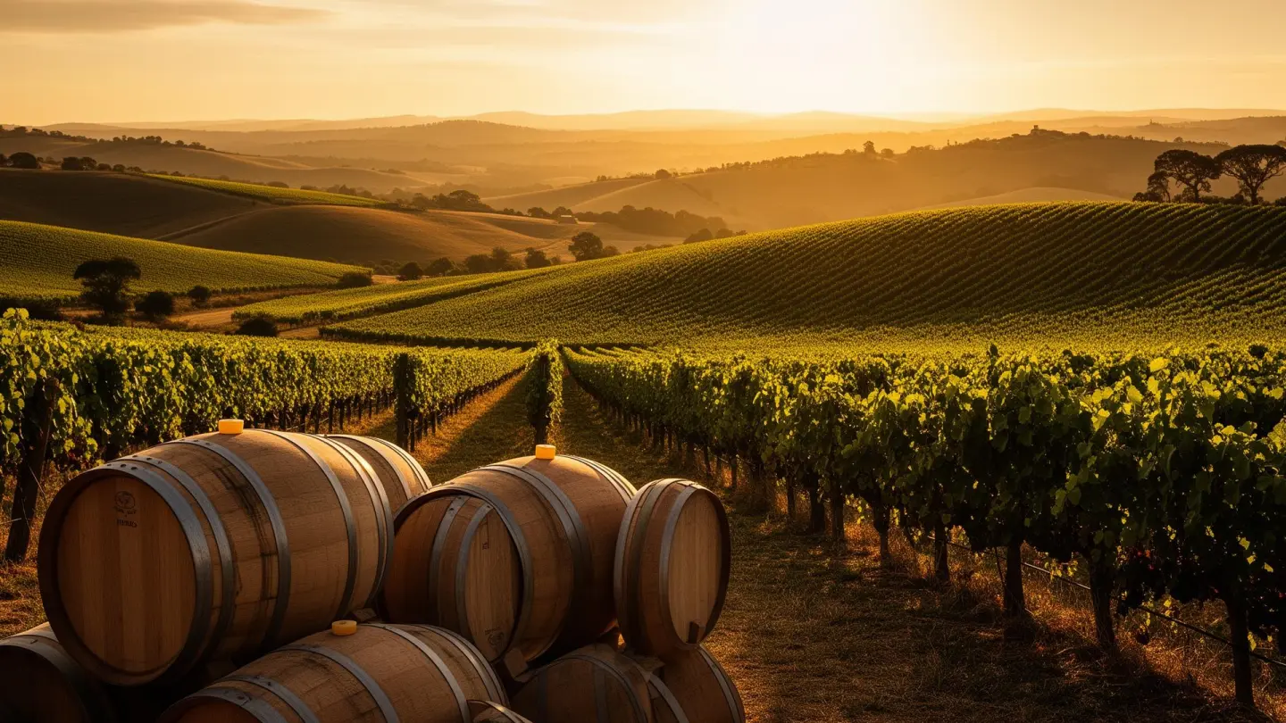 Vignoble au coucher du soleil